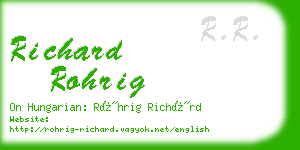 richard rohrig business card